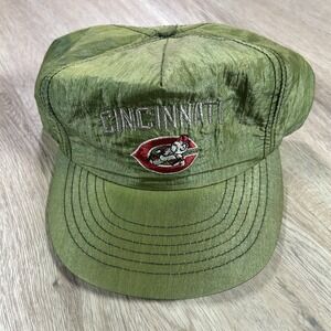 VTG Cincinnati Reds Snapback Hat MLB Baseball Green Nylon Annco Made in USA Cap